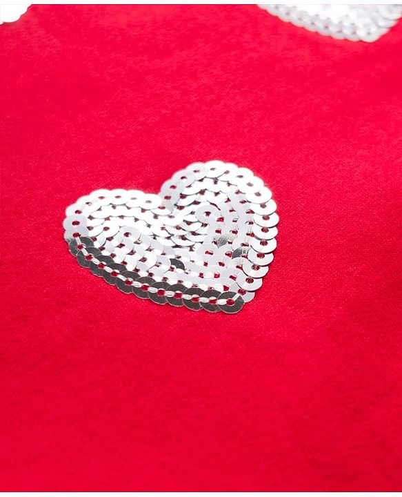Babyhug Fleece Knit Full Sleeves Sweatshirt with Sequin Heart Design - Red