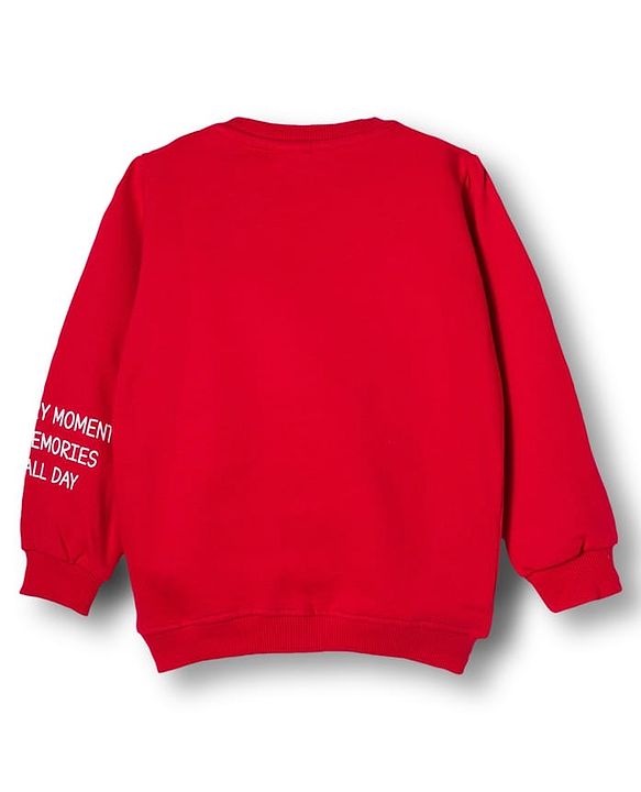 Babyhug Fleece Knit Full Sleeves Sweatshirt with Sequin Heart Design - Red