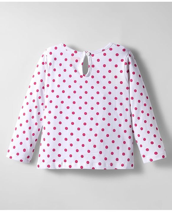 Babyhug Corduroy Woven Floral Embroidered Frock with Full Sleeves Inner Tee & Polka Dot Print - Blue & White