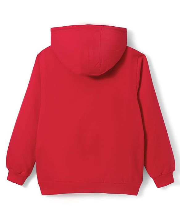 Pine Kids Cotton Knit Full Sleeves Hooded Sweatshirt With Embellishment - Red