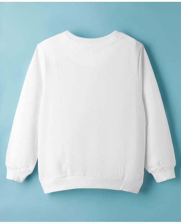 Pine Kids Cotton Knit Full Sleeves Sweatshirt with Floral Print - White