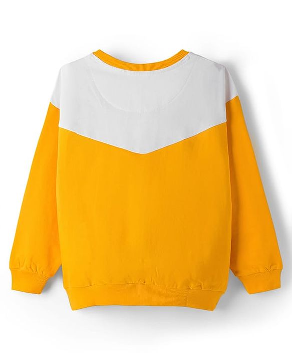 Pine Kids Cotton Knit Full Sleeves Cut & Sew Sweatshirt with Text Graphic - Yellow