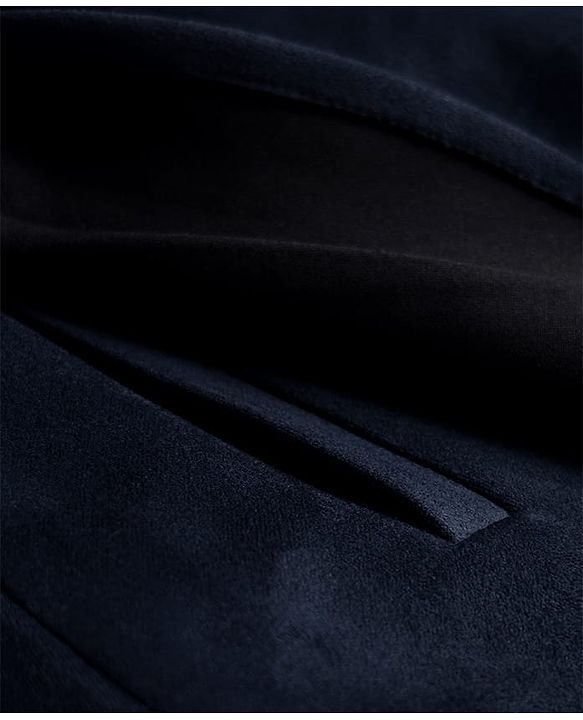 Babyhug Woven Full Sleeves Solid Color Overcoat with Bow Applique - Navy Blue