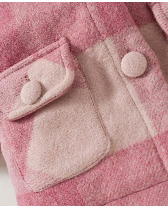 Babyhug Woven Full Raglan Sleeves Checks Hooded Overcoat - Pink