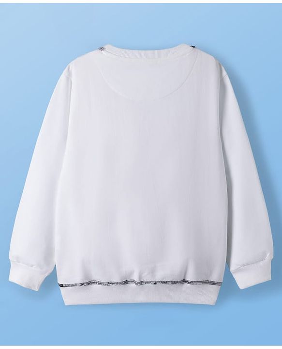 Pine Kids Cotton Knit Full Sleeves Sweatshirt With Text Print - White