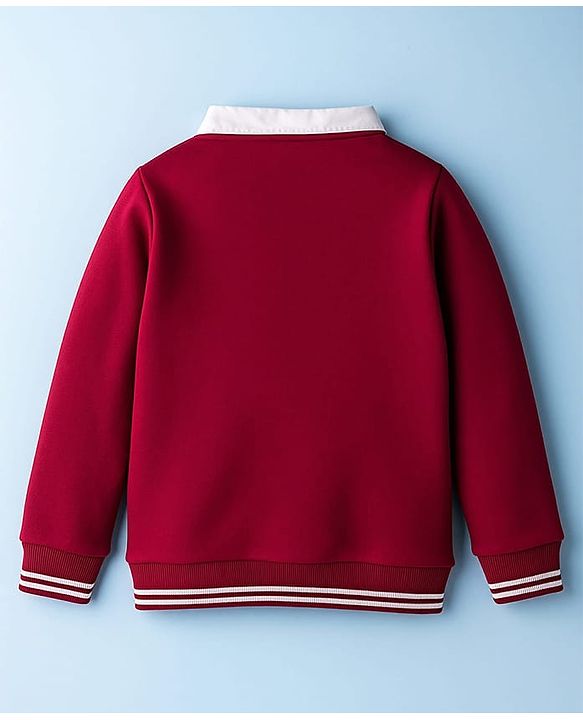 Pine Kids Cotton Knit Full Sleeves Sweatshirt With Awesome Print & Kangaroo Pockets - Dark Red