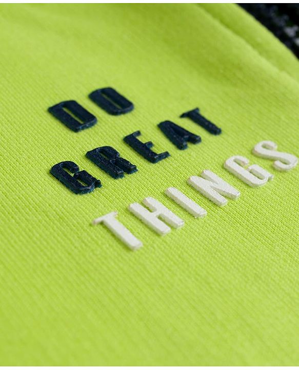 Pine Kids Cotton Knit Full Sleeves Hooded Sweatjacket With Text Print & Kangaroo Pockets - Limegreen