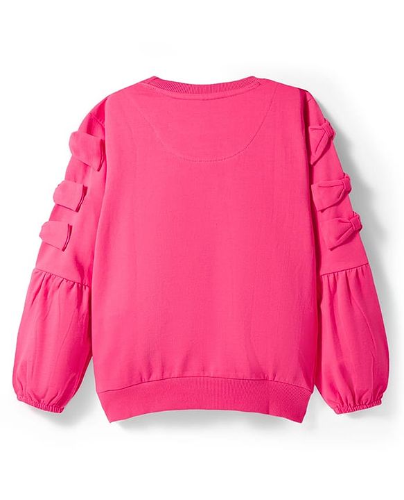 Pine Kids Cotton Knit Full Sleeves Sweatshirt With Los Angeles Text Print - Pink
