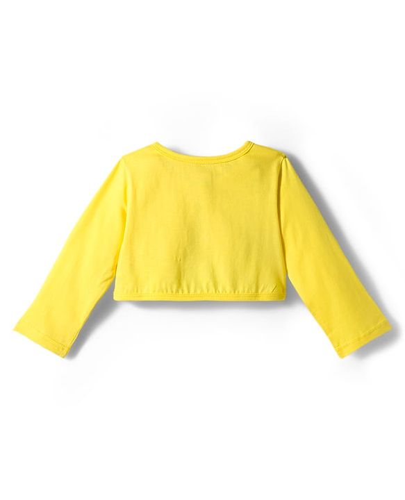 Babyhug Cotton Woven Floral Printed Frock with Three Fourth Sleeves Jacket - Yellow