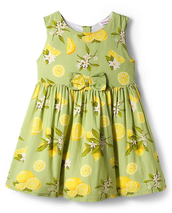 Babyhug Cotton Woven Floral Printed Frock with Three Fourth Sleeves Jacket - Yellow
