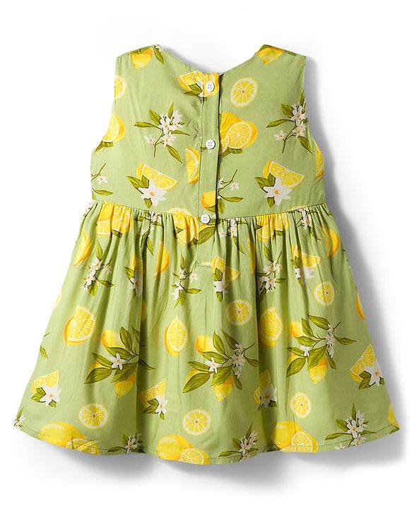 Babyhug Cotton Woven Floral Printed Frock with Three Fourth Sleeves Jacket - Yellow