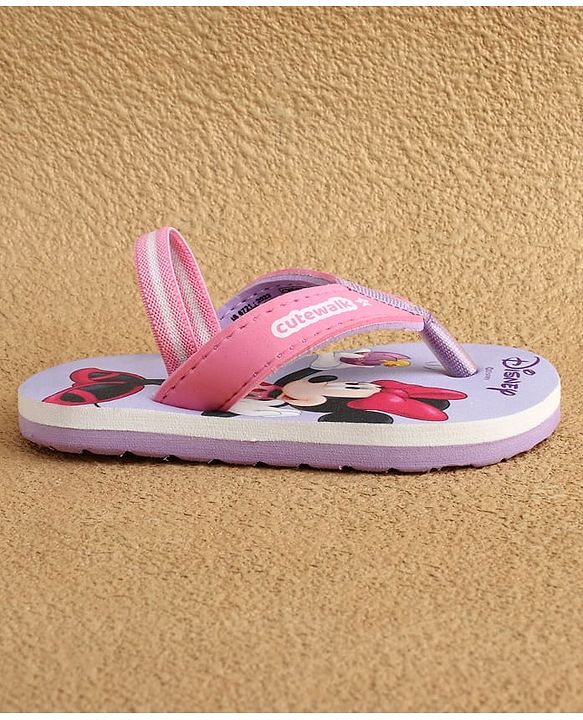 Cute Walk by Babyhug Disney Back Strap Flip Flops With Mickey & Minnie Print - Blue & Pink