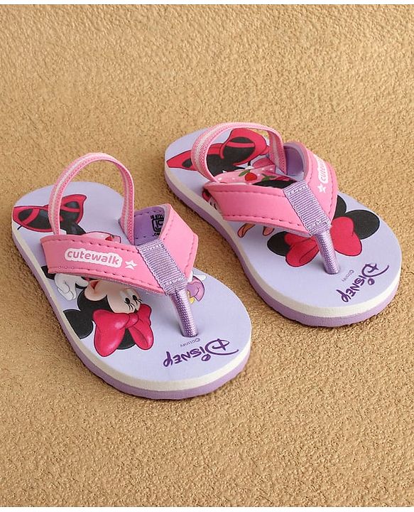 Cute Walk by Babyhug Disney Back Strap Flip Flops With Mickey & Minnie Print - Blue & Pink