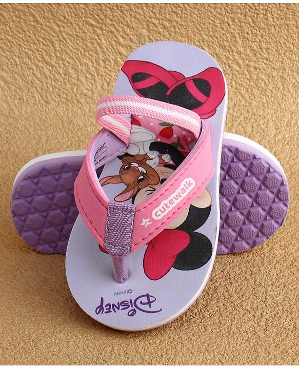 Cute Walk by Babyhug Disney Back Strap Flip Flops With Mickey & Minnie Print - Blue & Pink