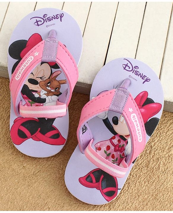 Cute Walk by Babyhug Disney Back Strap Flip Flops With Mickey & Minnie Print - Blue & Pink