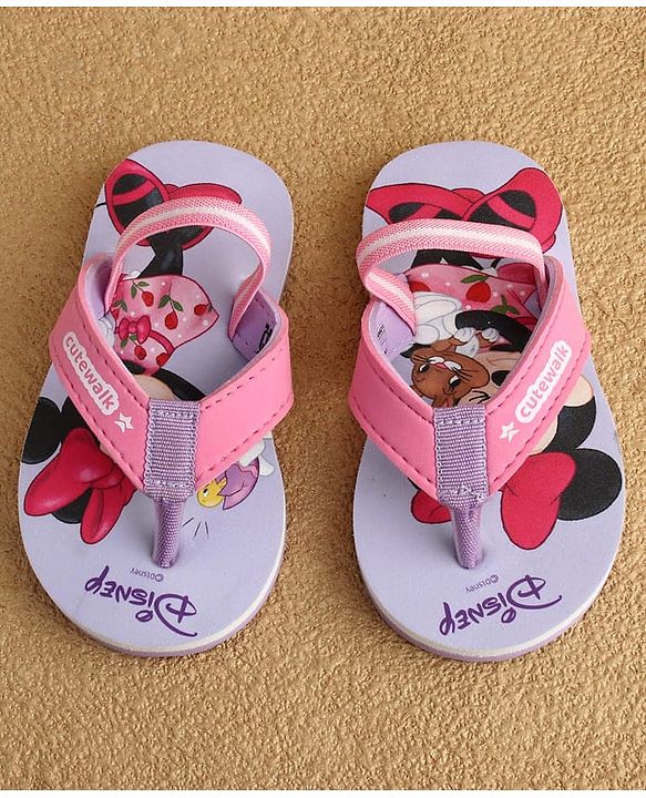 Cute Walk by Babyhug Disney Back Strap Flip Flops With Mickey & Minnie Print - Blue & Pink