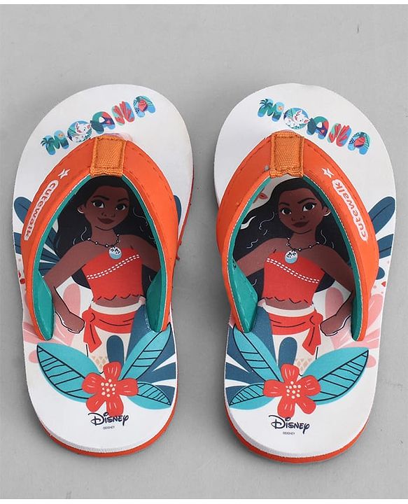 Cute Walk by Babyhug Disney Slip On Flip Flops with Moana Print -  Orange