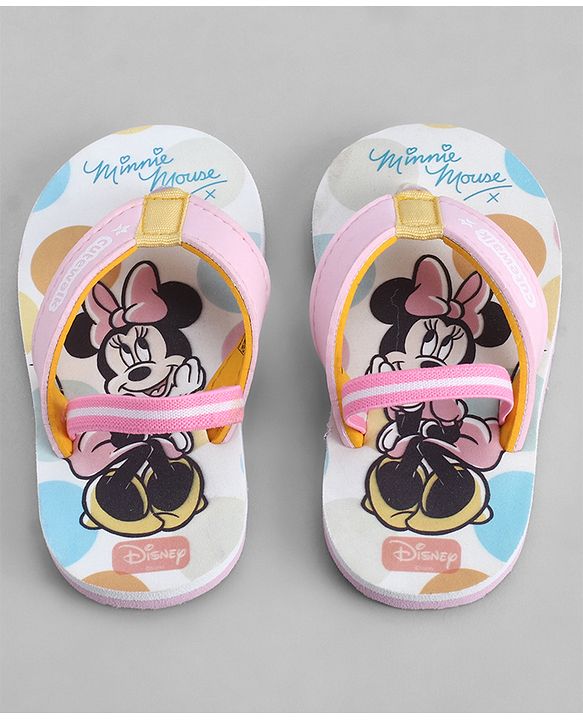 Cute Walk by Babyhug Disney Back Strap Closure Flip Flops With Minnie Mouse Print - Pink & White