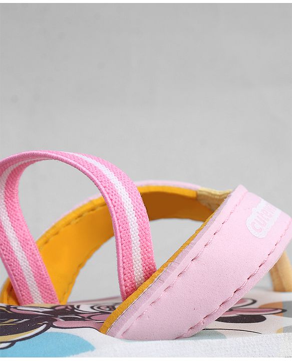 Cute Walk by Babyhug Disney Back Strap Closure Flip Flops With Minnie Mouse Print - Pink & White