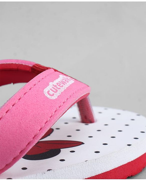 Cute Walk by Babyhug Disney Flip Flops With Minnie Mouse Print - Pink & White