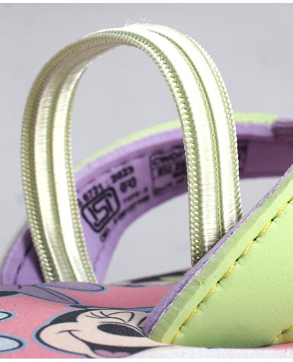 Cute Walk by Babyhug Disney Back Strap Closure Flip Flops With Minnie Mouse Print - Yellow & Pink