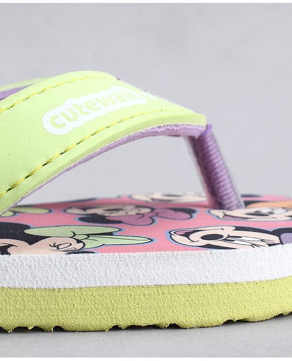 Cute Walk by Babyhug Disney Back Strap Closure Flip Flops With Minnie Mouse Print - Yellow & Pink