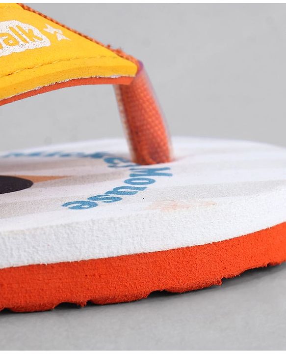 Cute Walk by Babyhug Disney Flip Flops With Mickey Mouse Print - Yellow & Beige
