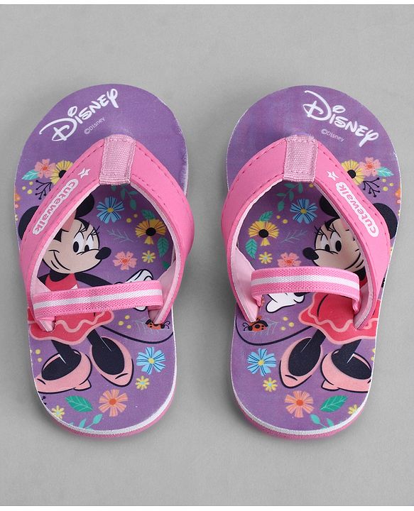 Cute Walk by Babyhug Disney Back Strap Closure Flip Flops With Mickey Mouse Print - Pink & Purple