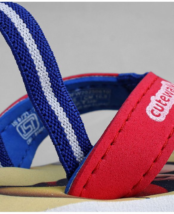 Cute Walk by Babyhug Disney Back Strap Closure Flip Flops With Mickey Mouse Print - Red & Yellow