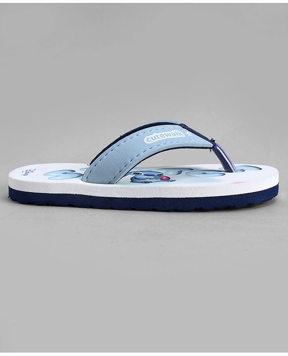 Cute Walk by Babyhug Disney Slip On Flip Flops with Lilo & Stitch Print- White & Grey