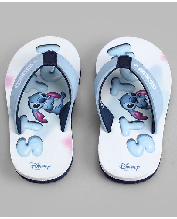 Cute Walk by Babyhug Disney Slip On Flip Flops with Lilo & Stitch Print- White & Grey