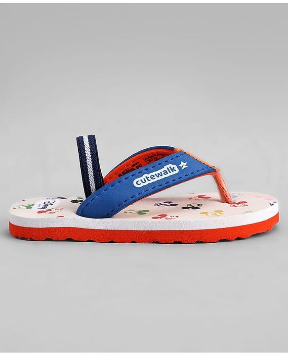 Cute Walk by Babyhug Disney Back Strap Closure Flip Flops With Mickey Mouse Print - Blue & Beige