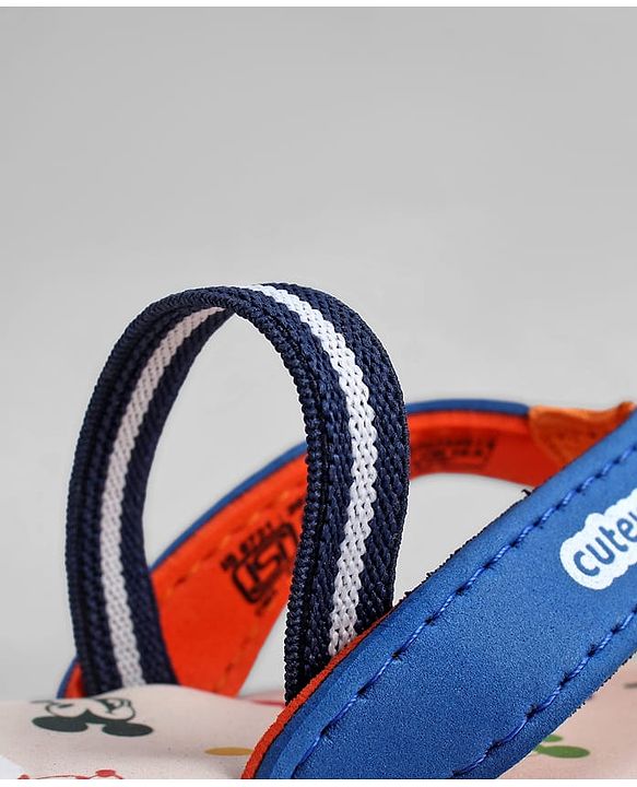 Cute Walk by Babyhug Disney Back Strap Closure Flip Flops With Mickey Mouse Print - Blue & Beige