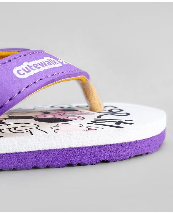 Cute Walk by Babyhug Disney Back Strap Closure Flip Flops With Minnie Mouse Print - Purple & Beige