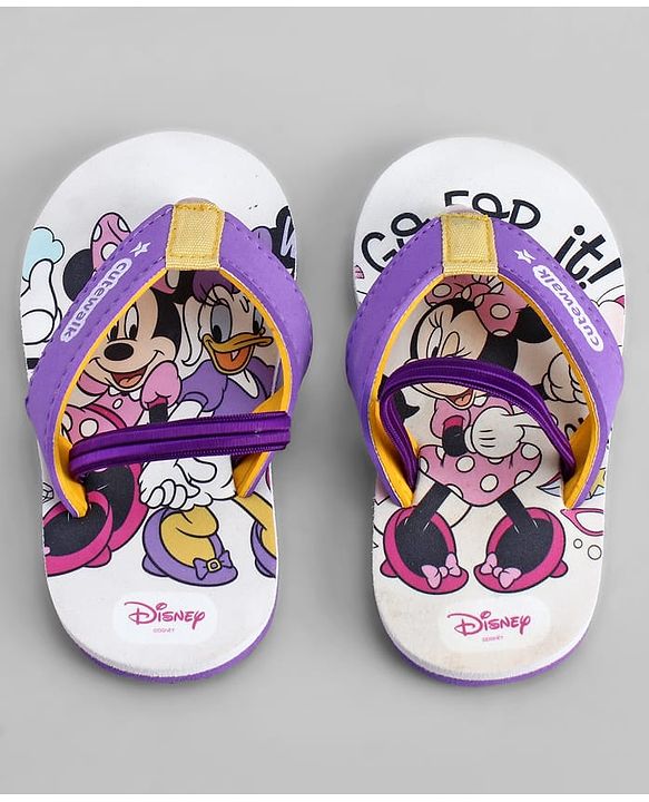 Cute Walk by Babyhug Disney Back Strap Closure Flip Flops With Minnie Mouse Print - Purple & Beige