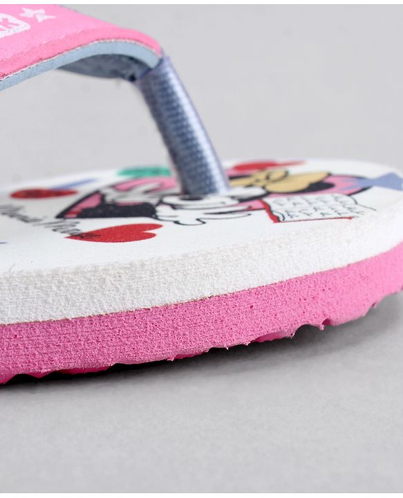 Cute Walk by Babyhug Disney Flip Flops With Minnie Mouse Print - Pink & Beige