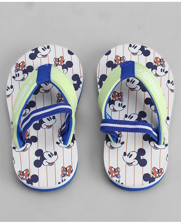 Cute Walk by Babyhug Disney Back Strap Closure Flip Flops With Mickey Mouse Print - Yellow & Beige