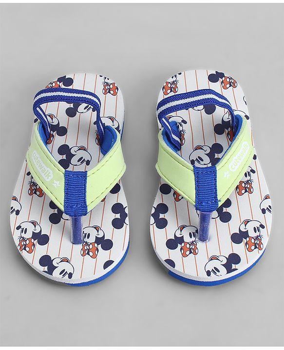 Cute Walk by Babyhug Disney Back Strap Closure Flip Flops With Mickey Mouse Print - Yellow & Beige