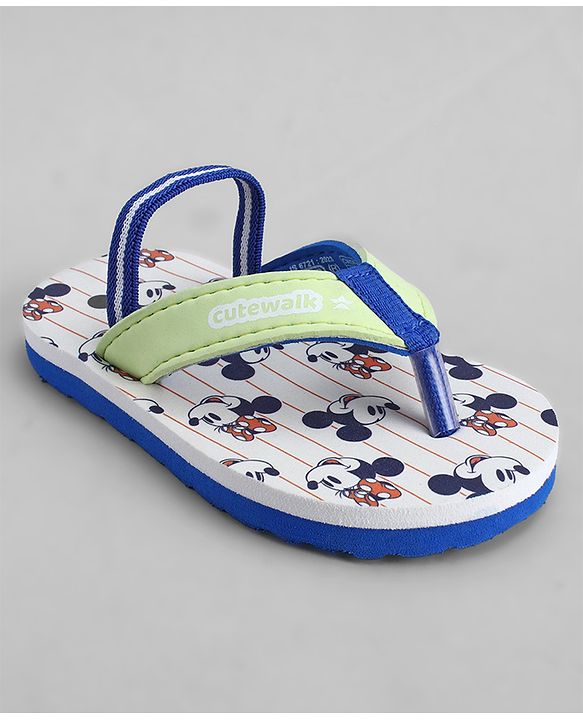 Cute Walk by Babyhug Disney Back Strap Closure Flip Flops With Mickey Mouse Print - Yellow & Beige