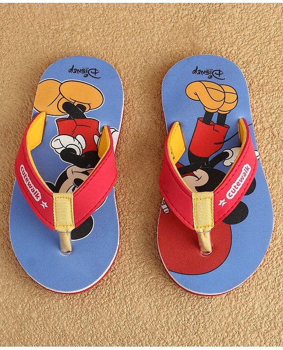 Cute Walk by Babyhug Disney Flip Flops With Mickey Mouse Print - Blue