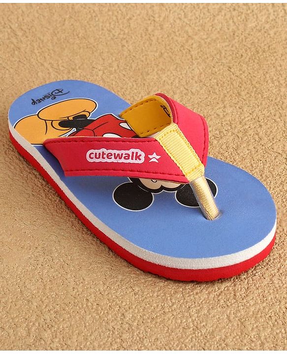 Cute Walk by Babyhug Disney Flip Flops With Mickey Mouse Print - Blue