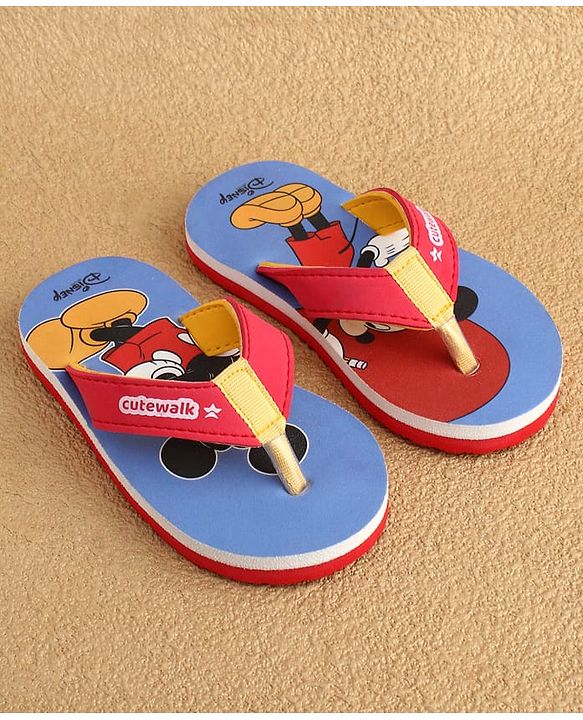 Cute Walk by Babyhug Disney Flip Flops With Mickey Mouse Print - Blue