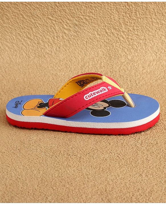 Cute Walk by Babyhug Disney Flip Flops With Mickey Mouse Print - Blue
