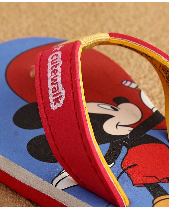 Cute Walk by Babyhug Disney Flip Flops With Mickey Mouse Print - Blue