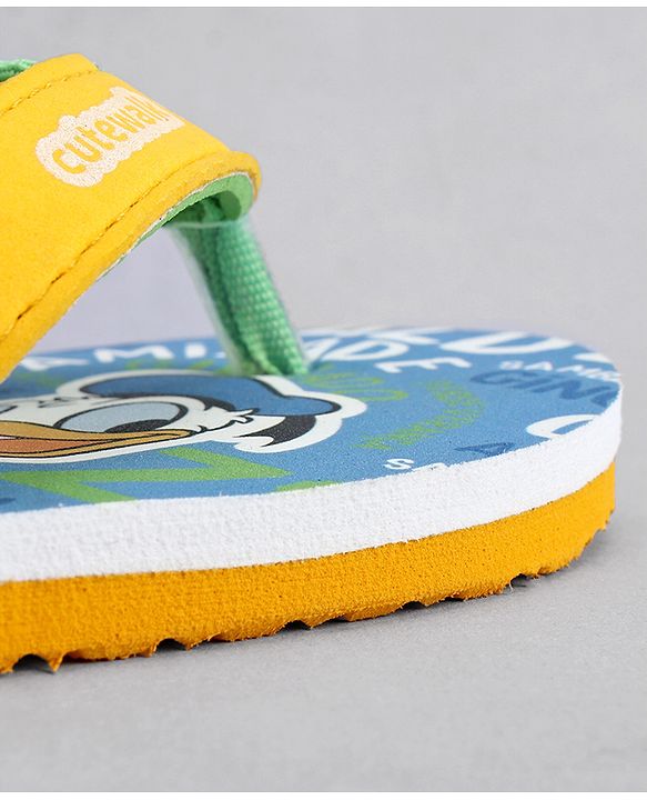 Cute Walk by Babyhug Disney Flip Flops With Back Strap & Donald Duck Print - Yellow & Blue