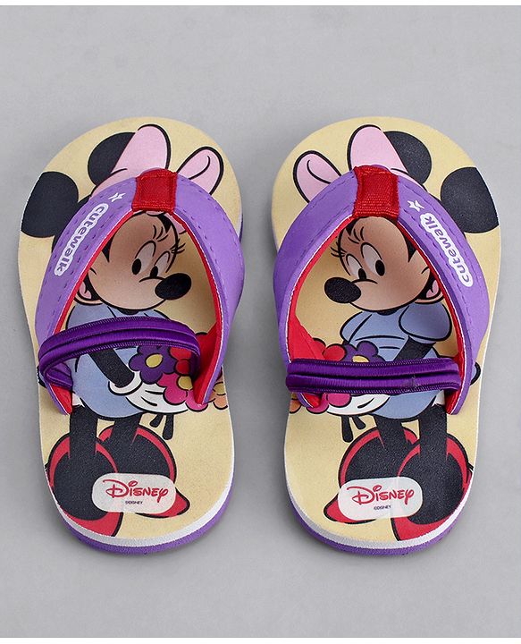 Cute Walk by Babyhug Disney Flip Flops With Back Strap & Minnie Mouse Print - Pink & Purple