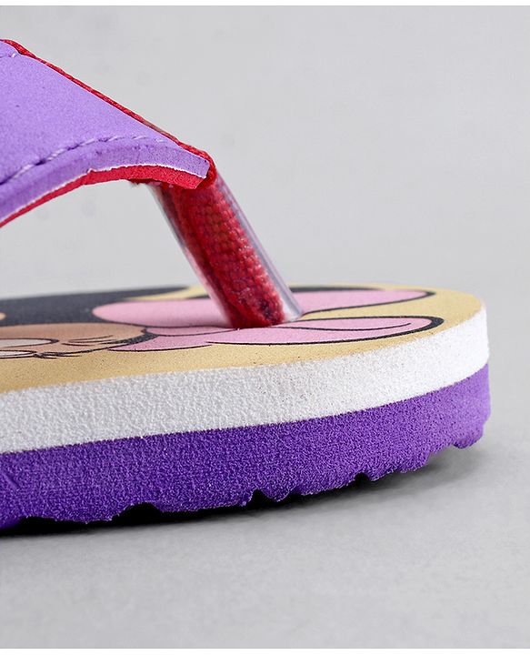 Cute Walk by Babyhug Disney Flip Flops With Back Strap & Minnie Mouse Print - Pink & Purple