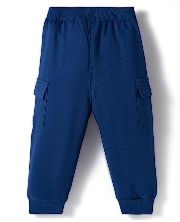 Babyhug Single Jersey Knit Full Sleeves Striped T-Shirt & Lounge Pant Set - Blue