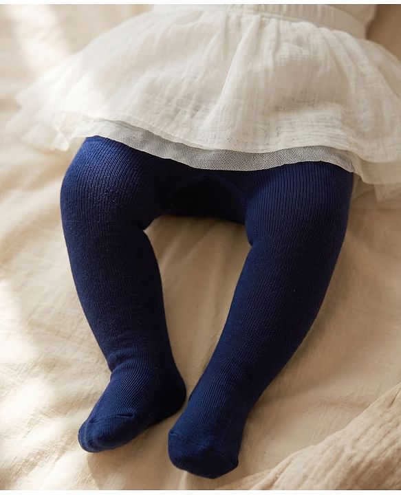 Cute Walk By Babyhug Antibacterial Footed Solid Color Tights - Navy Blue