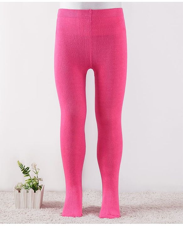 Cute Walk By Babyhug Knit Antibacterial Solid Footed Tights - Pink